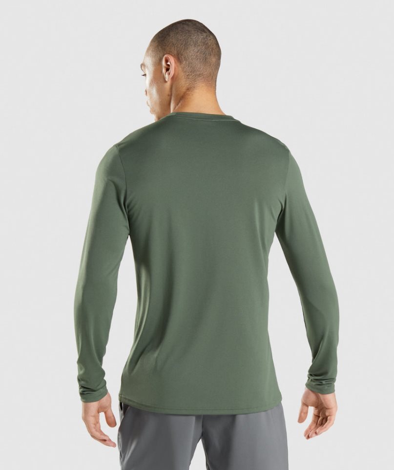 Men's Gymshark Arrival Long Sleeve T-Shirts Green | NZ 3HGVID